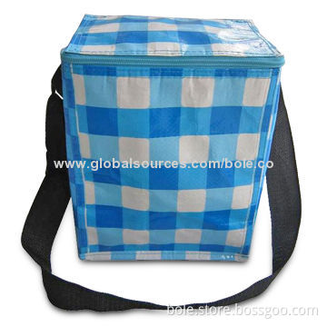 PP Woven Cooler Bag with Totally Open Color, Aluminum Foil Lining, Adjustable Shoulder Straps